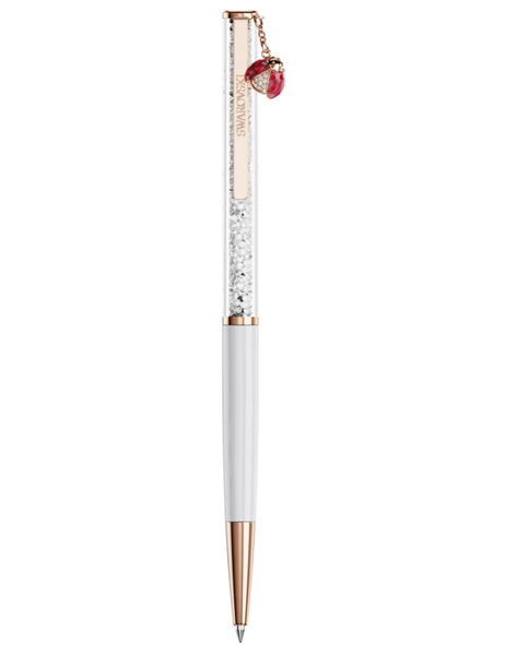  Bút ký Crystalline charm bọ rùa đỏ - Crystalline ballpoint pen Ladybug, White, Red lacquered, Rose gold-tone plated 