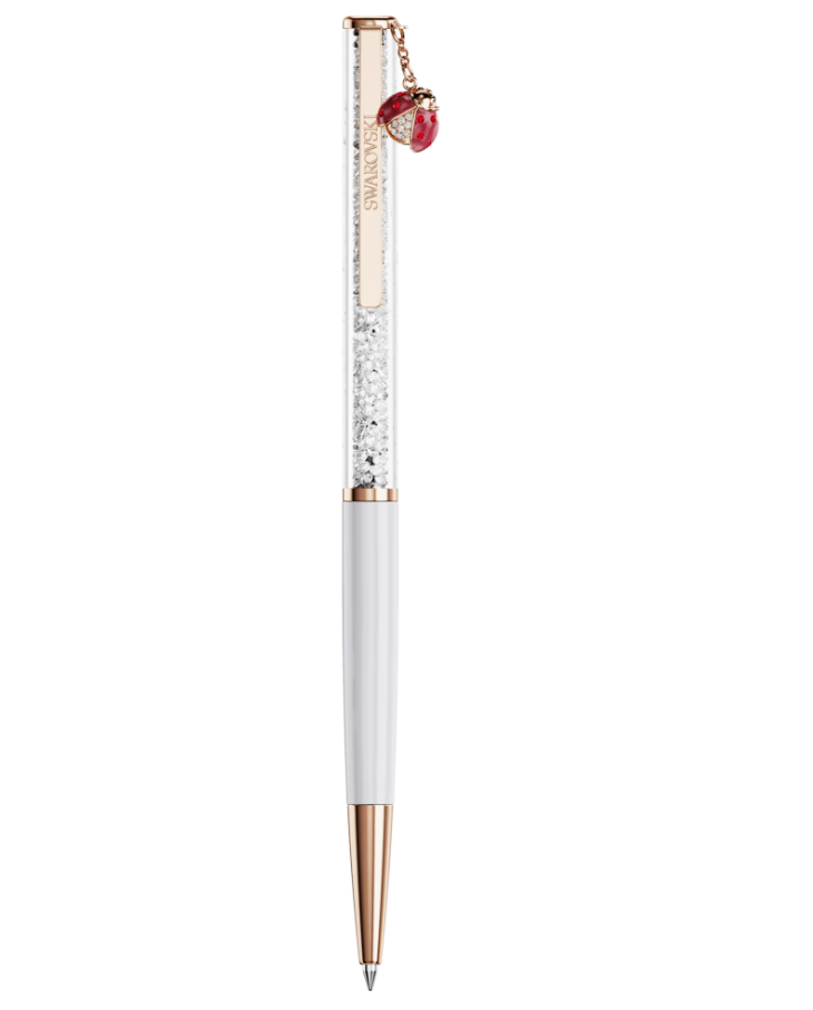  Bút ký Crystalline charm bọ rùa đỏ - Crystalline ballpoint pen Ladybug, White, Red lacquered, Rose gold-tone plated 