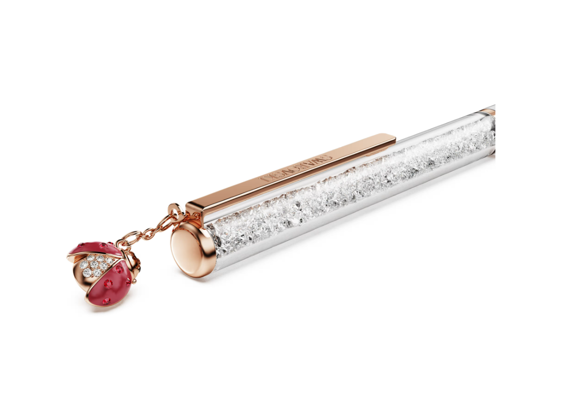  Bút ký Crystalline charm bọ rùa đỏ - Crystalline ballpoint pen Ladybug, White, Red lacquered, Rose gold-tone plated 