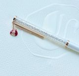  Bút ký Crystalline charm bọ rùa đỏ - Crystalline ballpoint pen Ladybug, White, Red lacquered, Rose gold-tone plated 