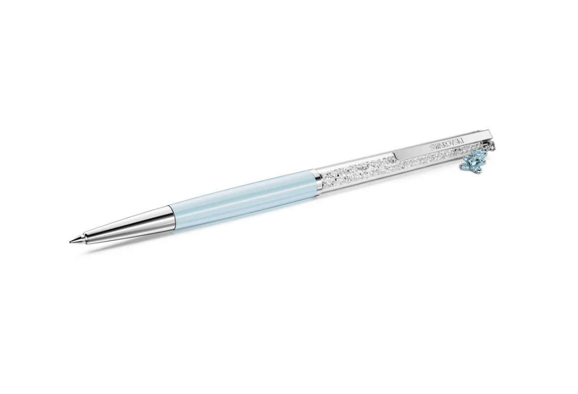 Bút ký Crystalline charm gấu Teddy xanh - Crystalline ballpoint pen Teddy, Blue, Blue lacquered, Chrome plated 