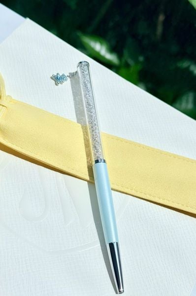  Bút ký Crystalline charm gấu Teddy xanh - Crystalline ballpoint pen Teddy, Blue, Blue lacquered, Chrome plated 