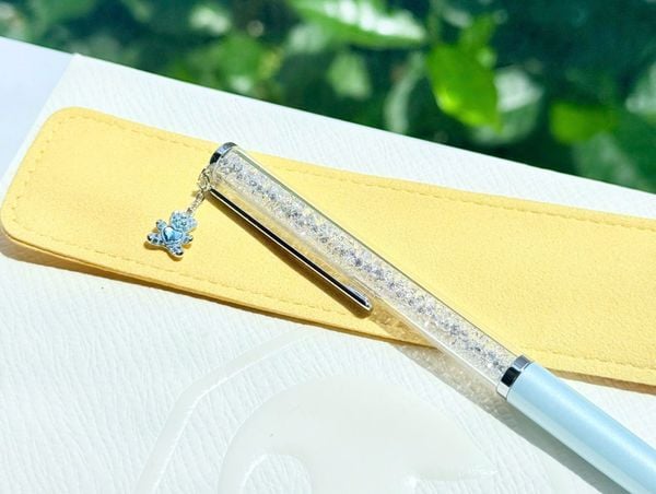  Bút ký Crystalline charm gấu Teddy xanh - Crystalline ballpoint pen Teddy, Blue, Blue lacquered, Chrome plated 