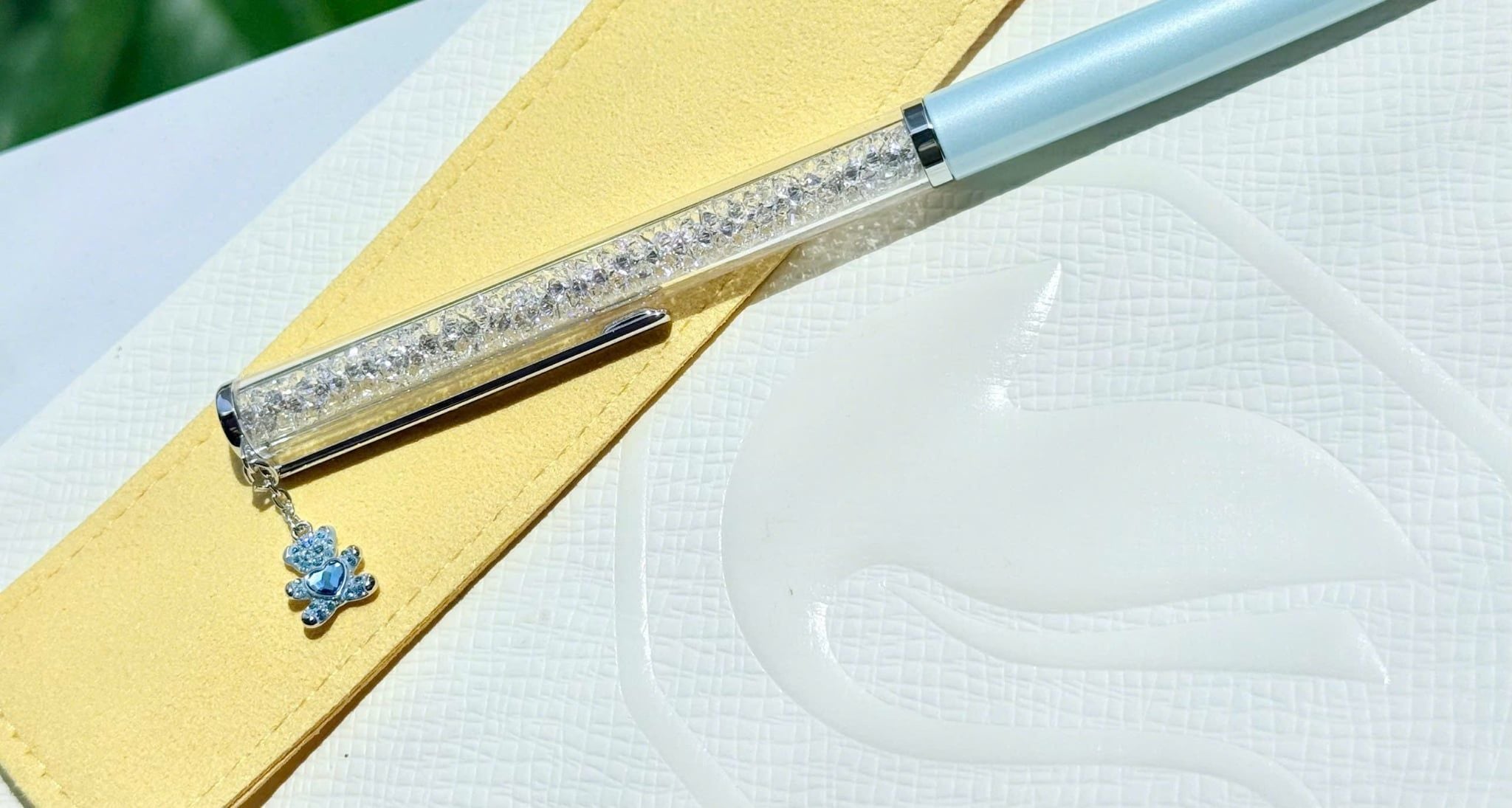  Bút ký Crystalline charm gấu Teddy xanh - Crystalline ballpoint pen Teddy, Blue, Blue lacquered, Chrome plated 