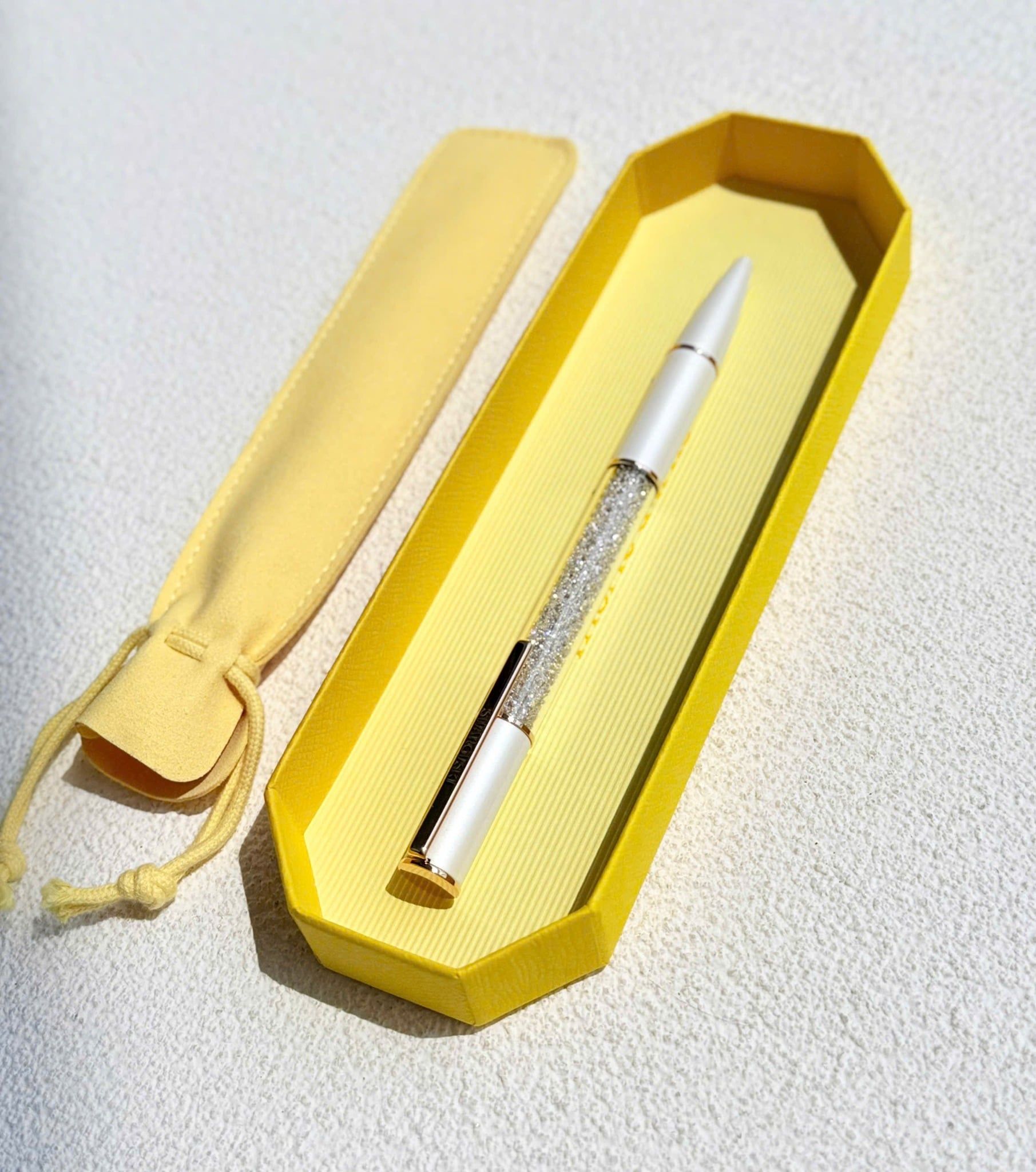  Crystalline ballpoint pen White, Rose gold-tone plated 