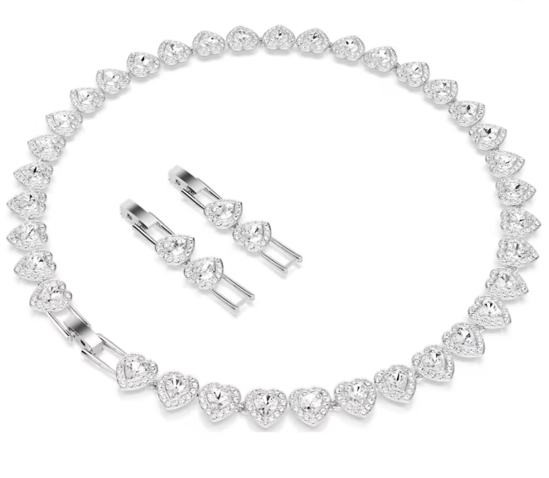  Ariana Grande x Swarovski necklace Mixed cuts, Heart, White, Rhodium plated 