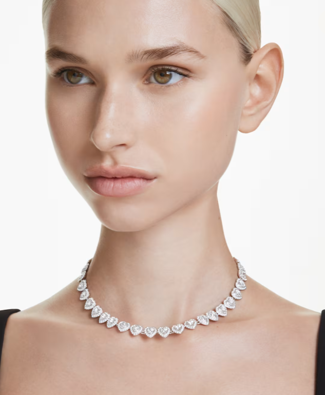  Ariana Grande x Swarovski necklace Mixed cuts, Heart, White, Rhodium plated 