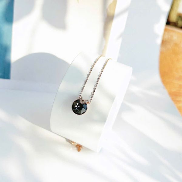  Dây chuyền Swarovski Bella V màu ghi - Swarovski Bella V pendant Round cut, Gray, Rose gold-tone plated 