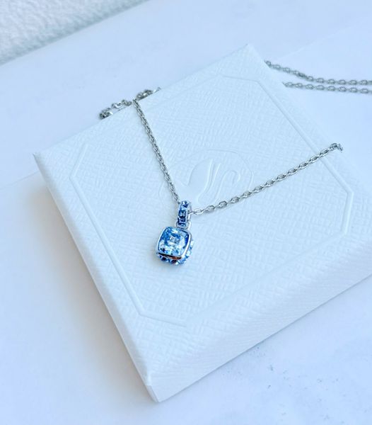  Birthstone pendant Square cut, Rhodium plated 