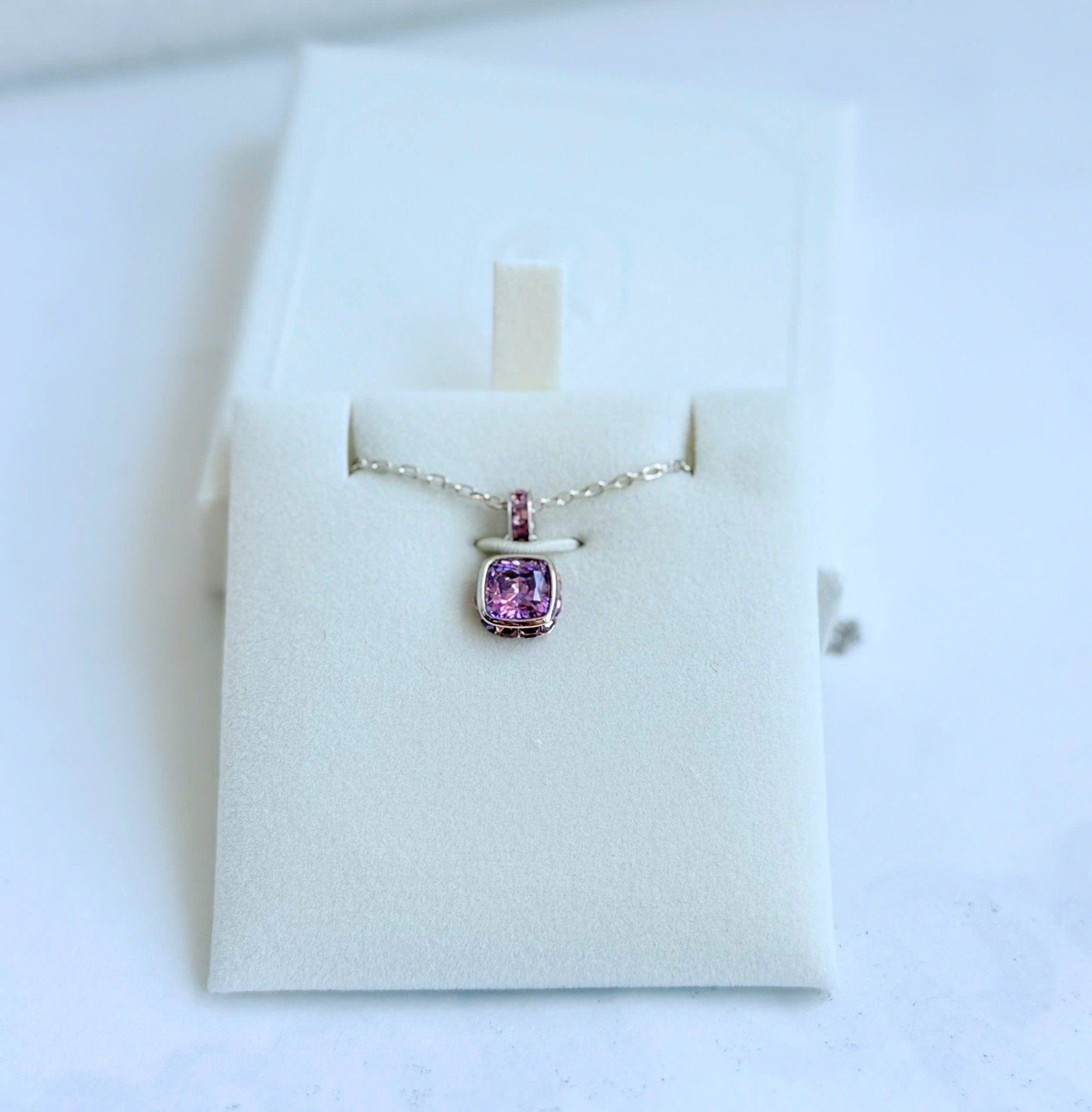  Birthstone pendant Square cut, Rhodium plated 