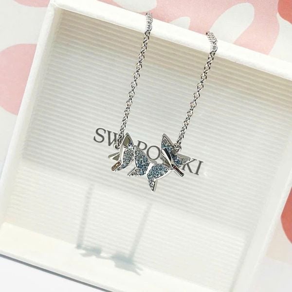  Idyllia Lilia necklace Butterfly, Blue, Rhodium plated 