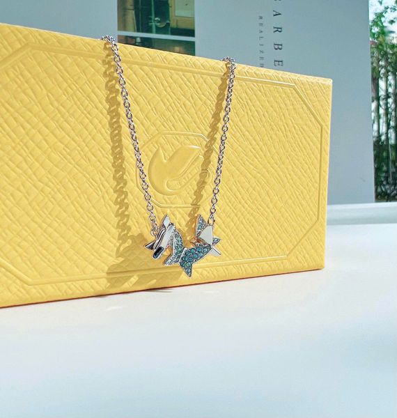  Idyllia Lilia necklace Butterfly, Blue, Rhodium plated 