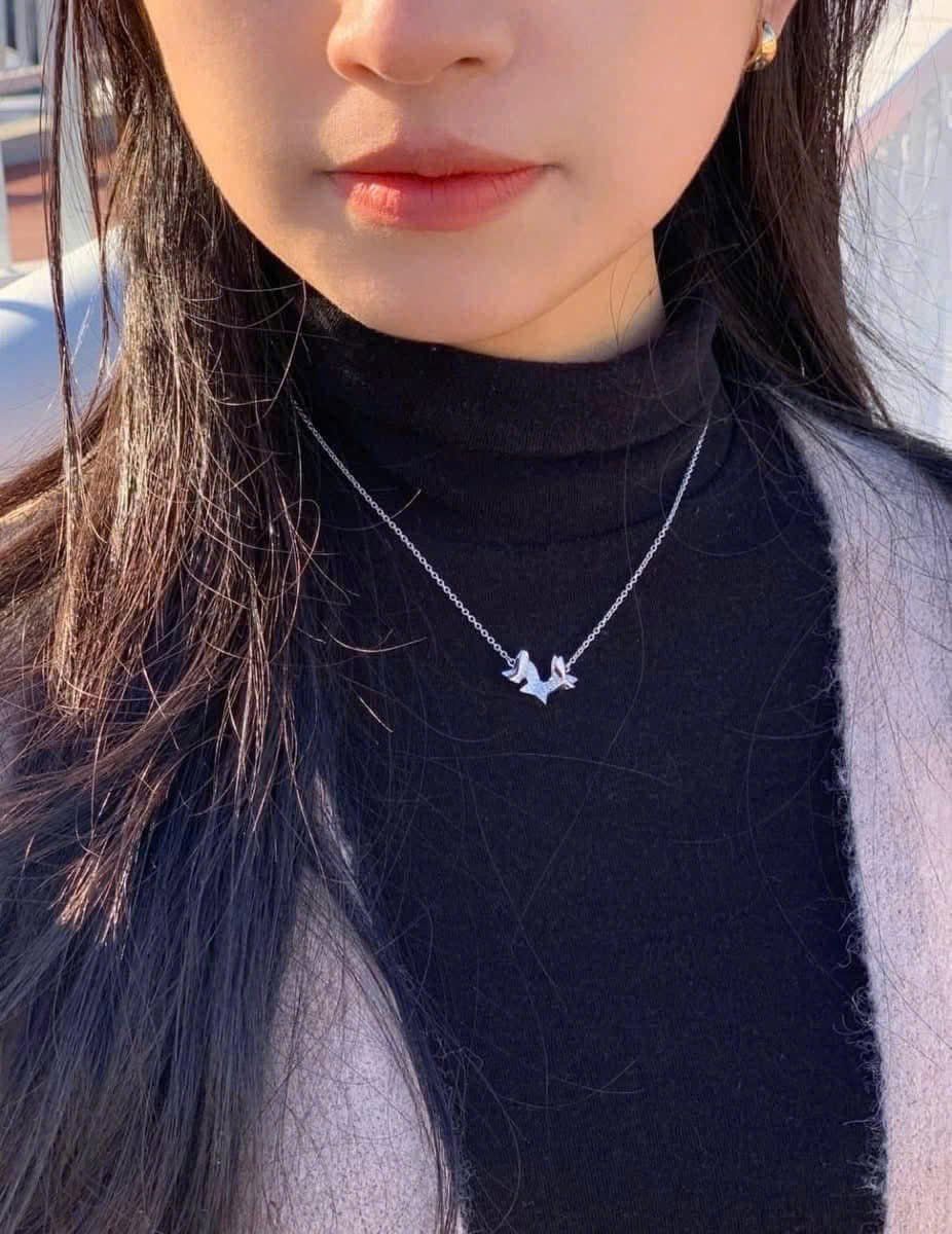  Idyllia Lilia necklace Butterfly, Blue, Rhodium plated 