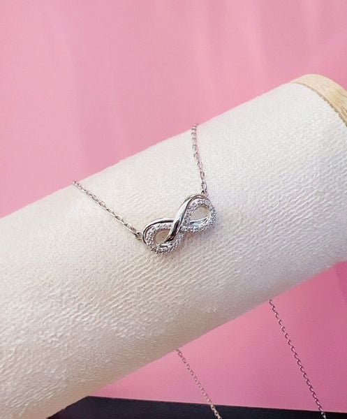  Hyperbola pendant Pavé, Infinity, White, Rhodium plated 