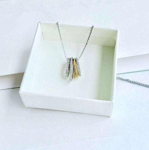  Hyperbola pendant Mixed cuts, White, Mixed metal finish 