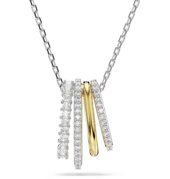  Hyperbola pendant Mixed cuts, White, Mixed metal finish 