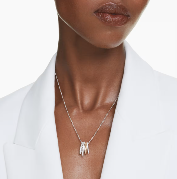  Hyperbola pendant Mixed cuts, White, Mixed metal finish 