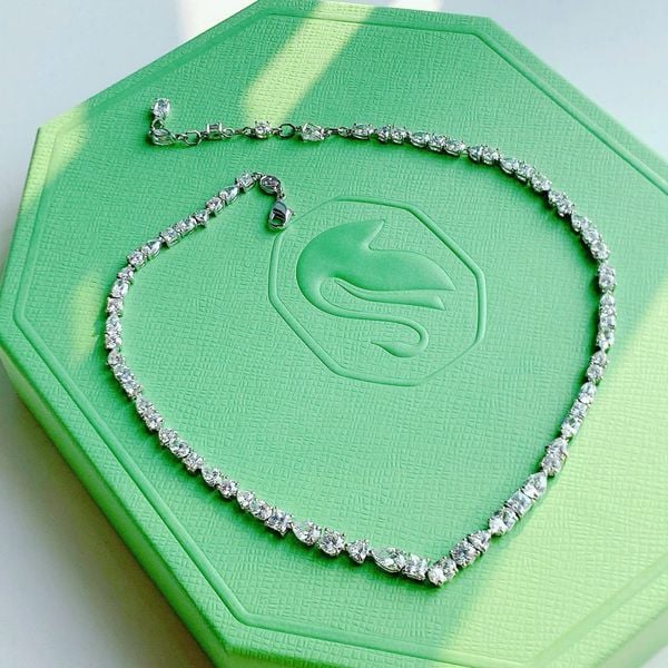  Mesmera necklace Mixed cuts, White, Rhodium plated 