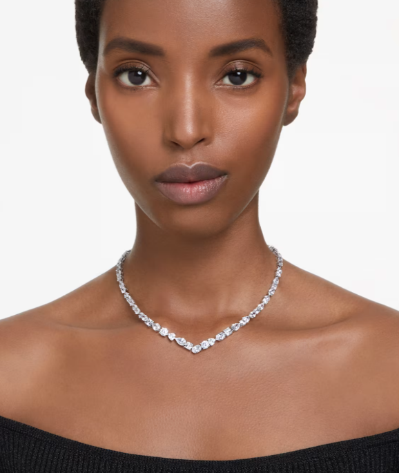  Mesmera necklace Mixed cuts, White, Rhodium plated 