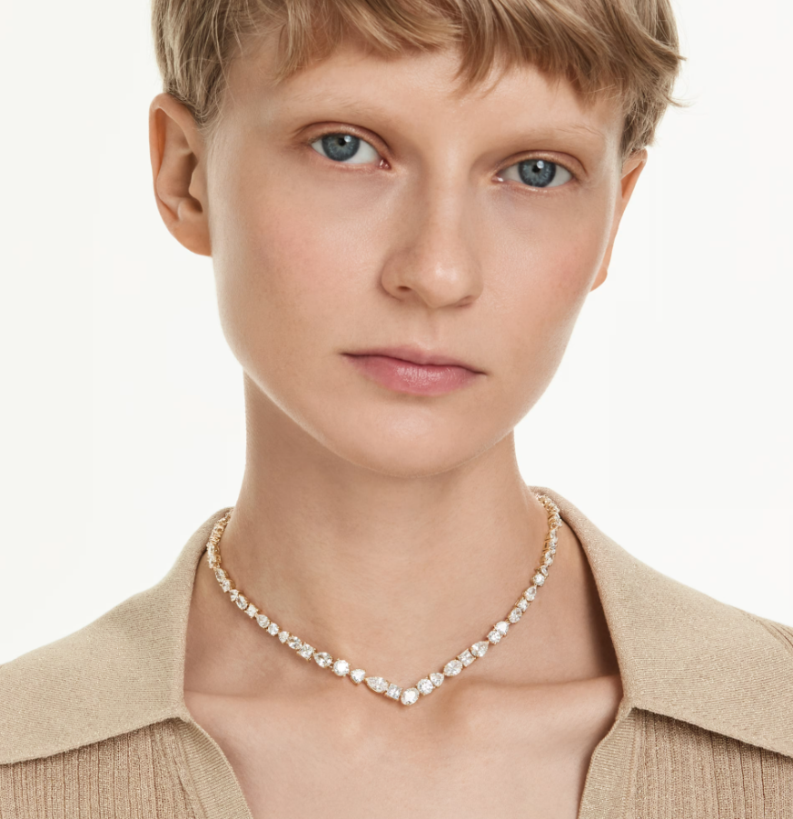  Mesmera necklace Mixed cuts, White, Gold-tone plated 