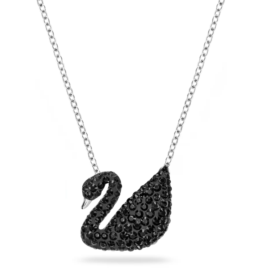  Dây chuyền thiên nga đen to mạ rhodium - Swan pendant Swan, Black, Rhodium plated 