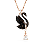  Dây chuyền thiên nga đen mạ vàng hồng size lớn Swarovski - Swarovski Swan pendant Black, Rose gold-tone plated 5678045 