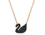  Dây chuyền thiên nga đen to mạ vàng hồng - Swan pendant Swan, Black, Rose gold-tone plated 