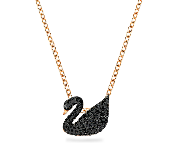  Dây chuyền thiên nga đen to mạ vàng hồng - Swan pendant Swan, Black, Rose gold-tone plated 