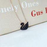  Dây chuyền thiên nga đen nhỏ mạ vàng hồng - Swan pendant Swan, Small, Black, Rose gold-tone plated 