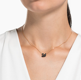  Dây chuyền thiên nga đen nhỏ mạ vàng hồng - Swan pendant Swan, Small, Black, Rose gold-tone plated 