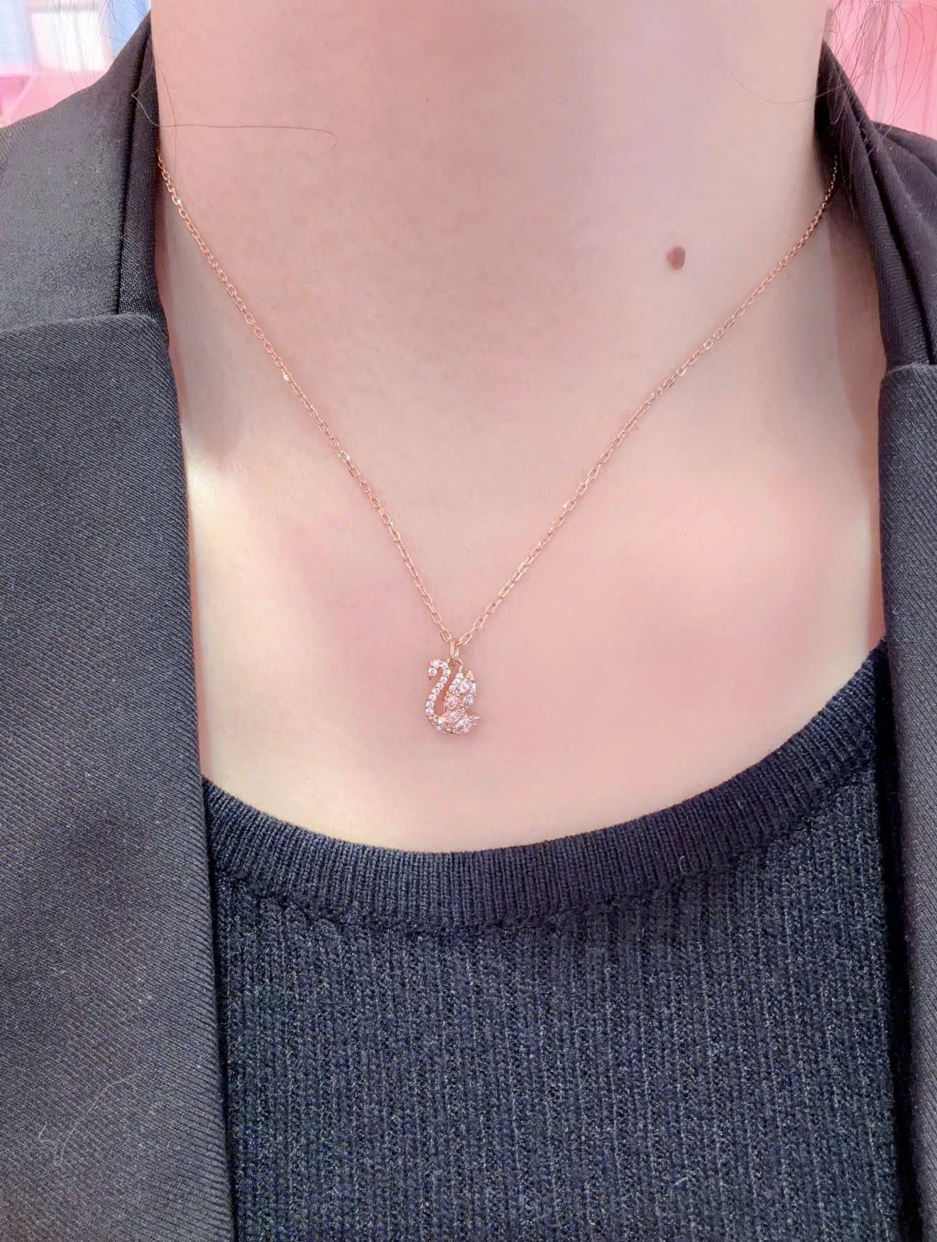  Dây chuyền thiên nga mixed cuts vàng hồng Swarovski - Swarovski Swan pendant Mixed cuts, Swan, White, Rose gold-tone plated 5738203 