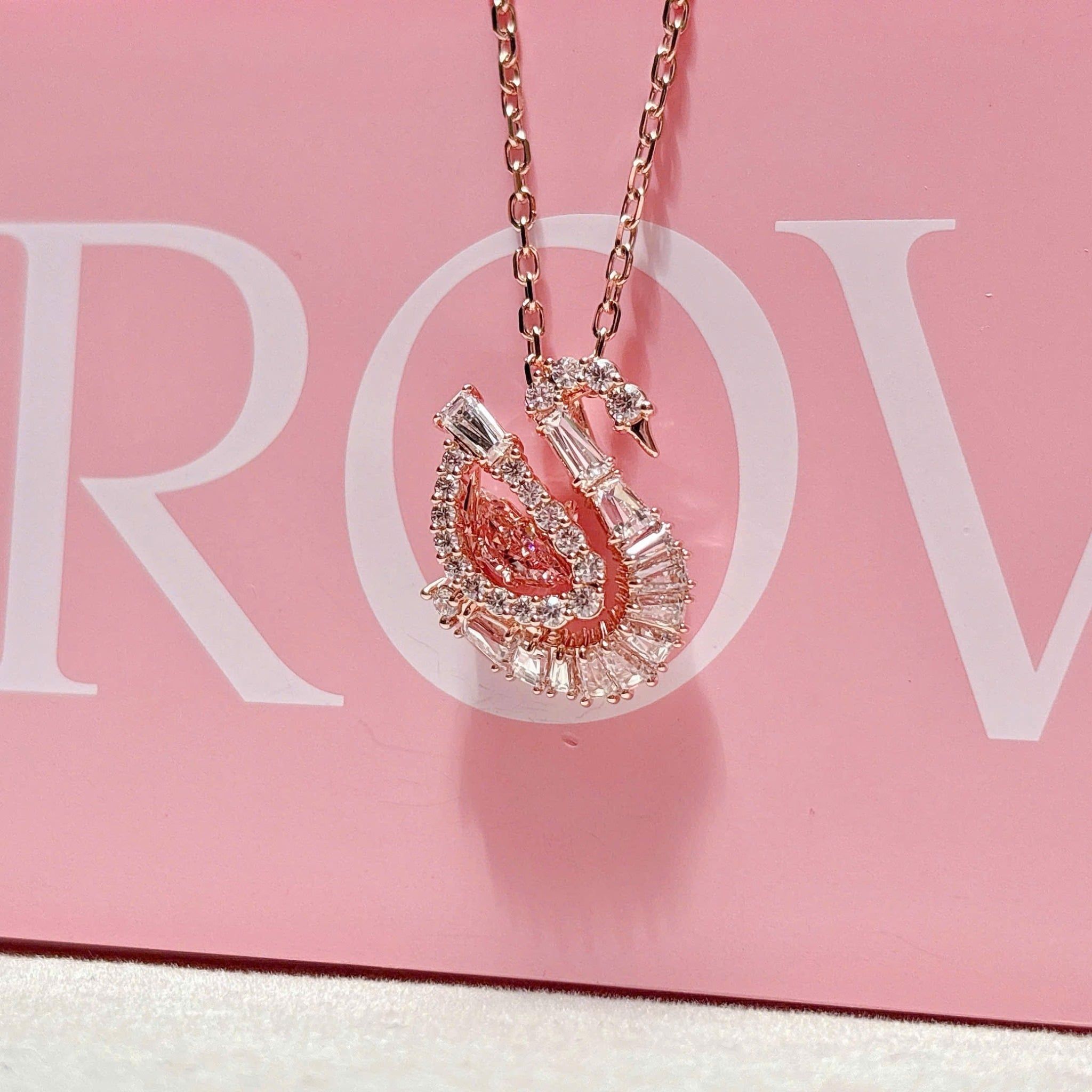  Dây chuyền thiên nga đá nhảy mixed cuts hồng Swarovski - Swarovski Swan pendant Mixed cuts, Pink, 5732414 