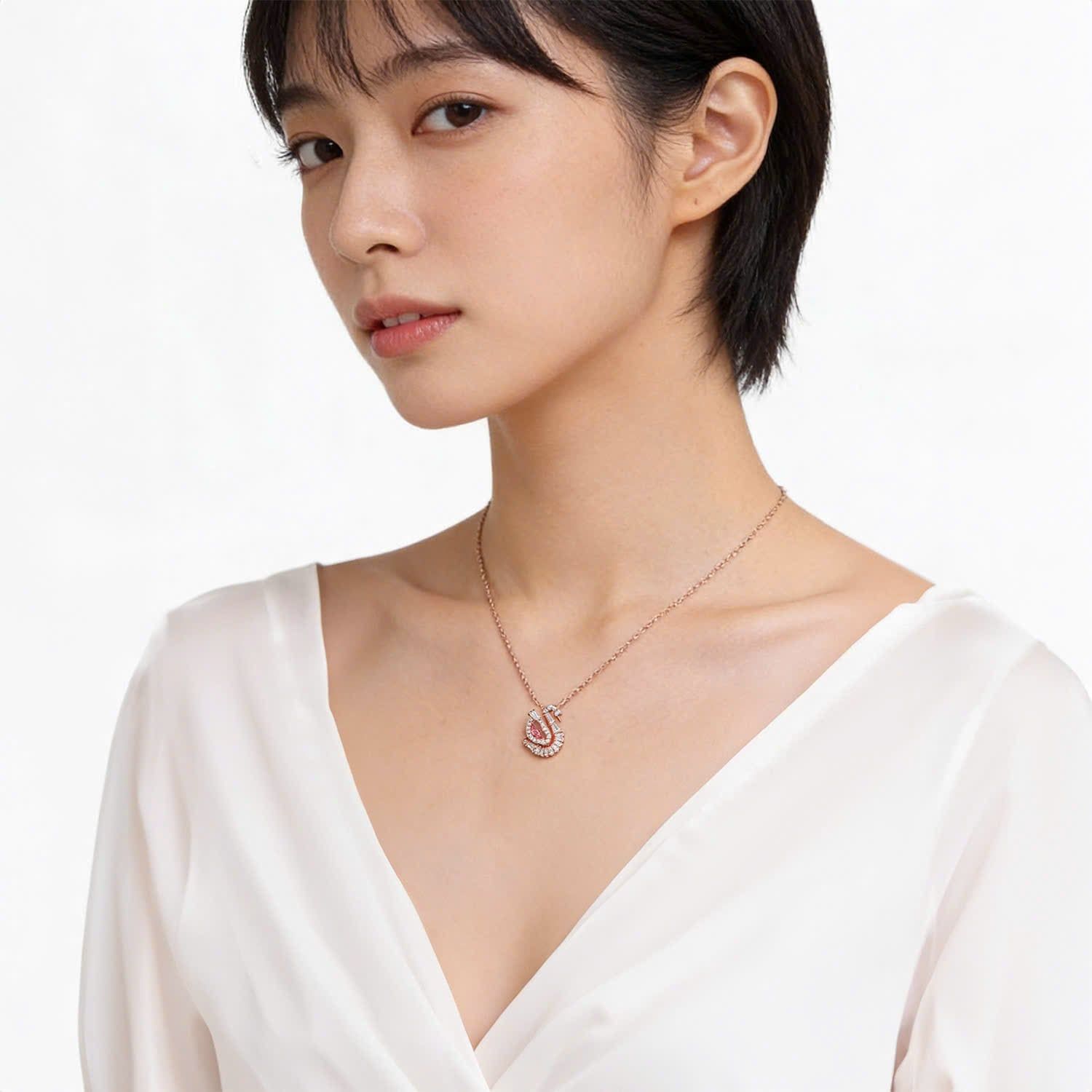  Dây chuyền thiên nga đá nhảy mixed cuts hồng Swarovski - Swarovski Swan pendant Mixed cuts, Pink, 5732414 