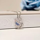  Dây chuyền thiên nga đá nhảy mixed cuts xanh - Swan pendant Mixed cuts, Swan, Blue 