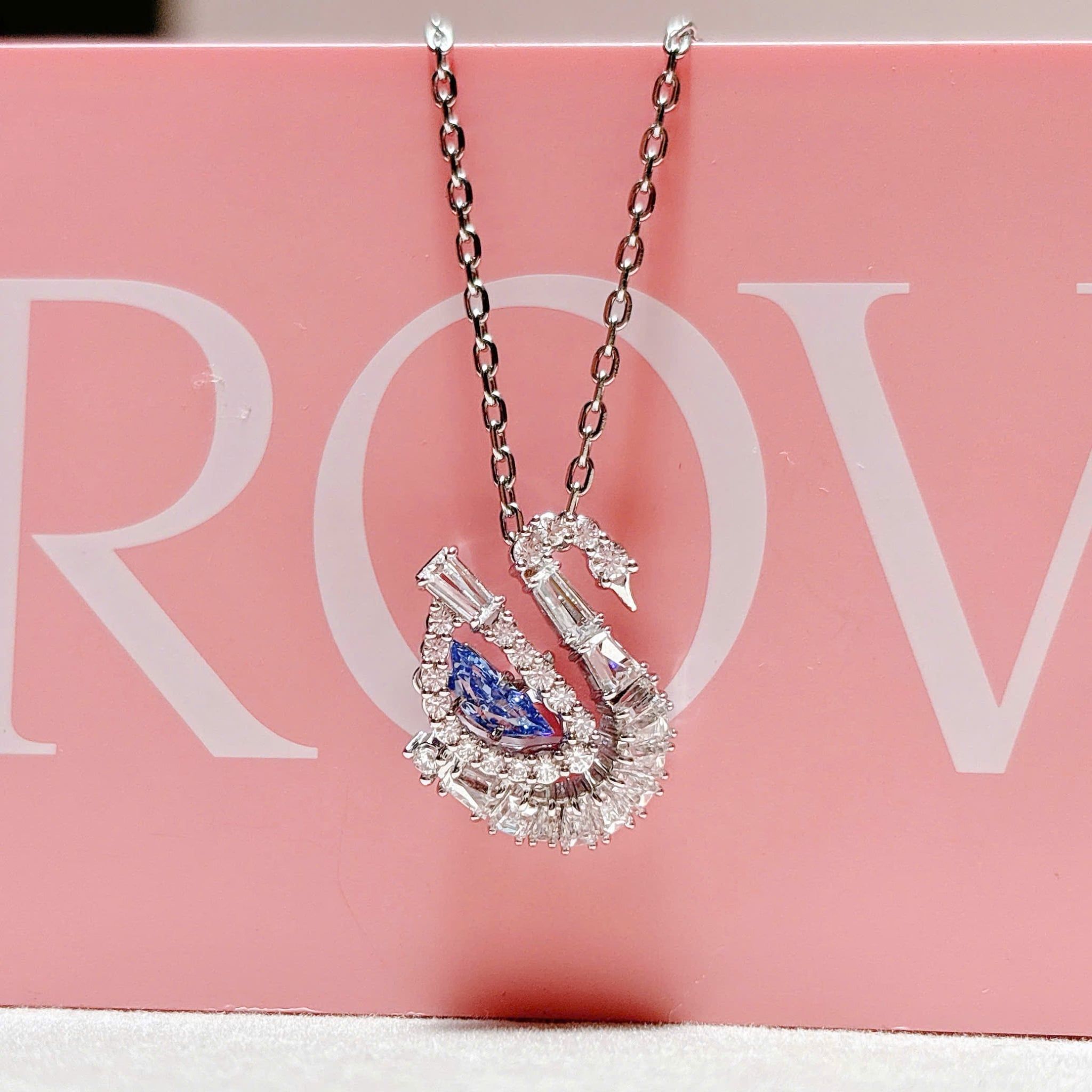  Dây chuyền thiên nga đá nhảy mixed cuts xanh - Swan pendant Mixed cuts, Swan, Blue 