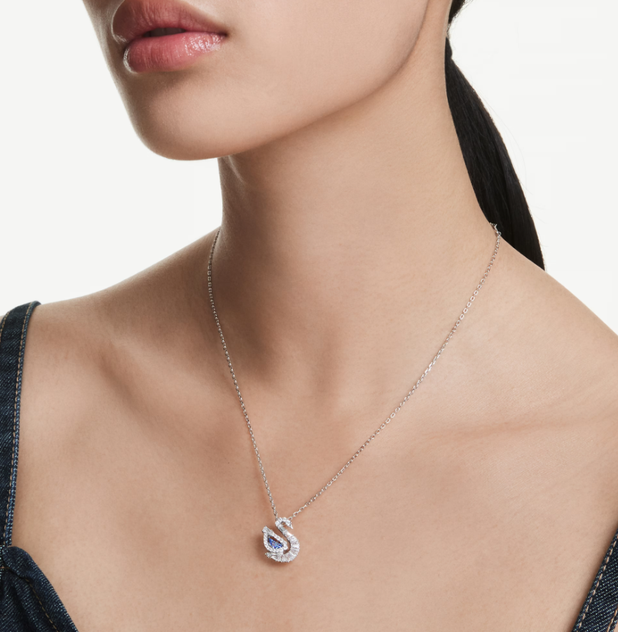  Dây chuyền thiên nga đá nhảy mixed cuts xanh - Swan pendant Mixed cuts, Swan, Blue 
