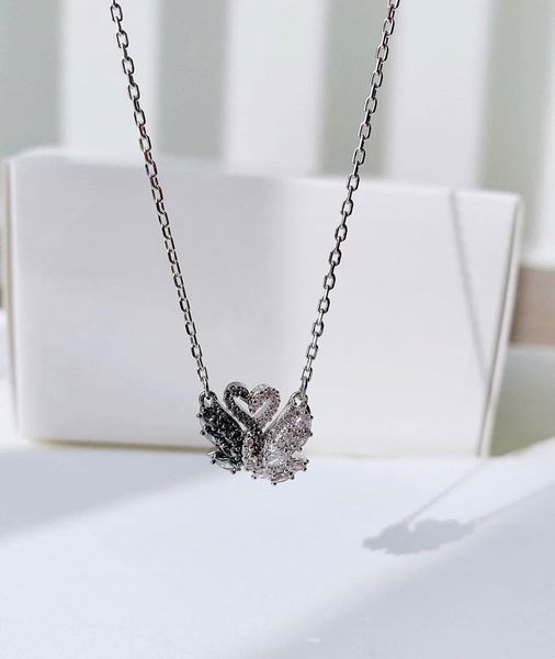  Dây chuyền thiên nga uyên ương Swarovski - Swarovski Swan pendant, Black, Mixed metal finish 5705721 