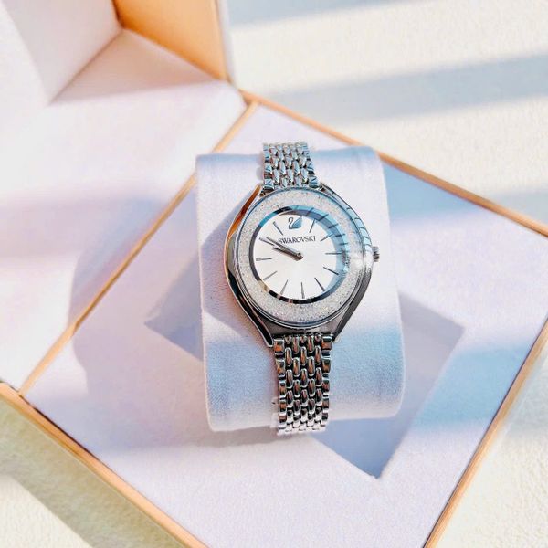  Crystalline aura watch Swiss Made, Metal bracelet, Silver tone, Stainless steel 