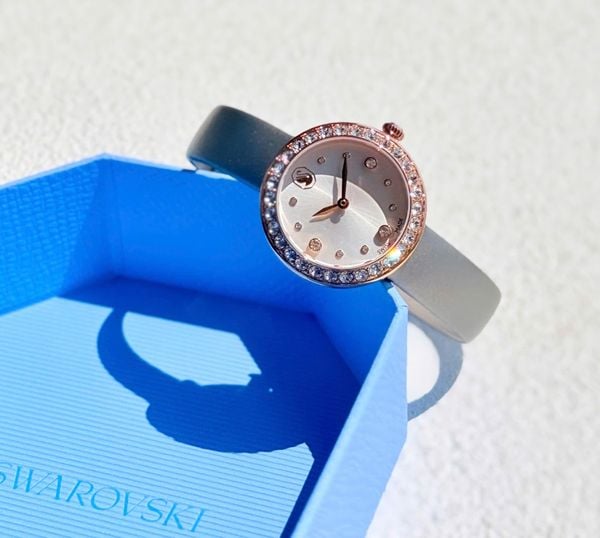  Matrix tennis watch Swiss Made, Leather strap, Gray, Rose gold-tone finish 