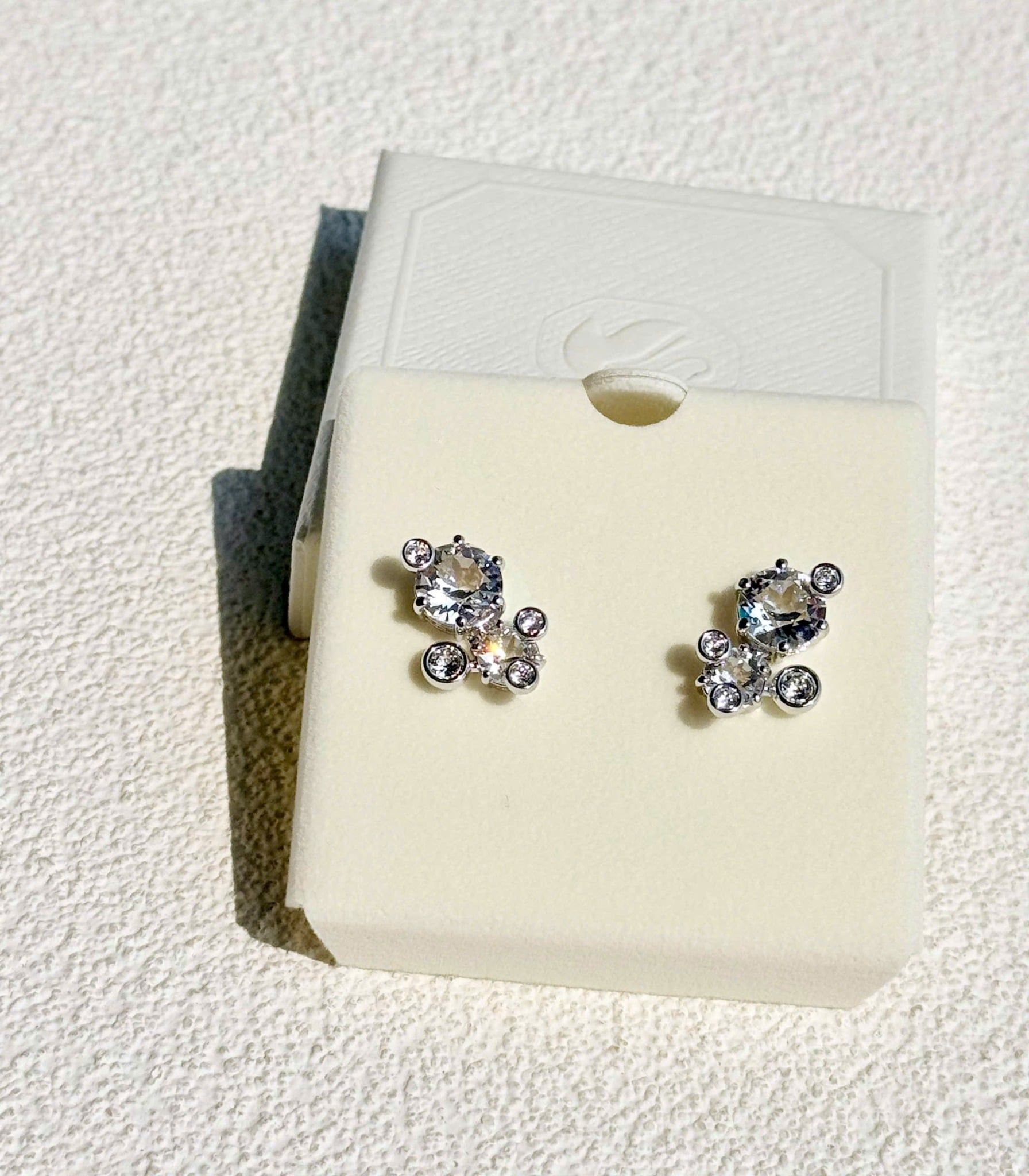  Constella stud earrings Round cut, White, Rhodium plated 