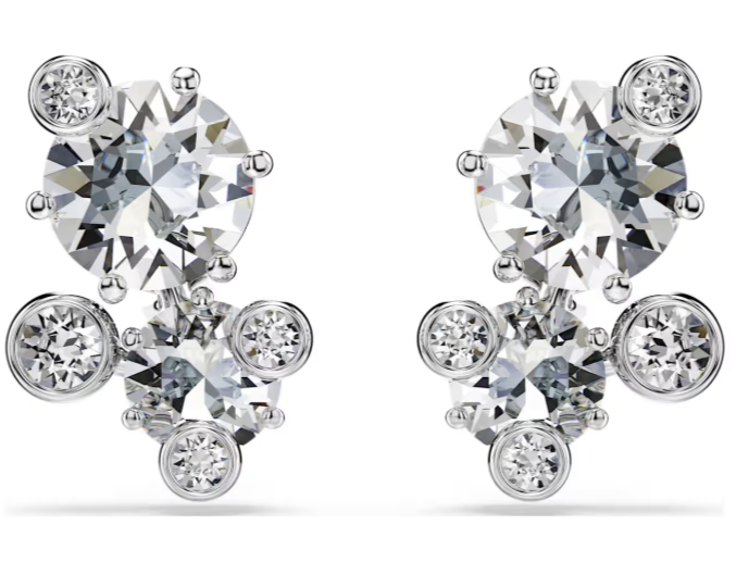  Constella stud earrings Round cut, White, Rhodium plated 