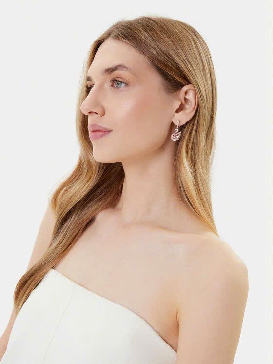  Khuyên tai thả thiên nga pavé hồng - Swan drop earrings Pavé, Swan, Pink 