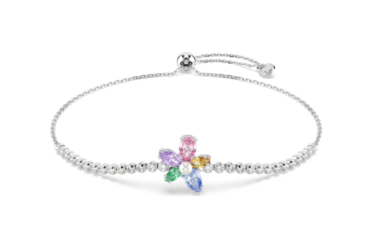  Lắc tay Swarovski Ariana Grande hoa pha lê đa sắc - Ariana Grande x Swarovski bracelet, Mixed cuts, Flower, Multicolored, Rhodium plated 