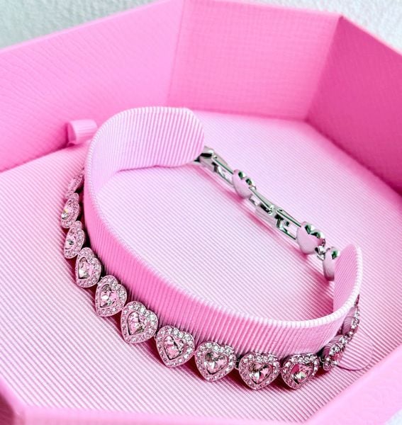 Ariana Grande x Swarovski bracelet Mixed cuts, Heart, White, Rhodium plated 