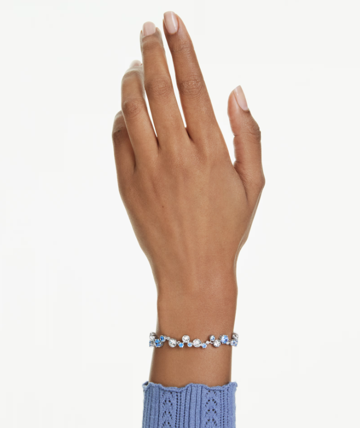  Lắc tay Swarovski Constella trắng xanh dương - Swarovski Constella bracelet, Mixed cuts, Blue, Rhodium plated 