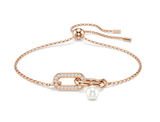  Lắc tay Swarovski Constella ngọc trai vàng hồng - Swarovski Constella bracelet, Crystal pearl, Round cut, White, 18K rose gold finish 