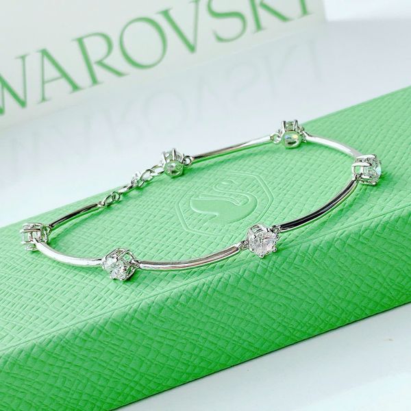  Vòng tay Swarovski Constella round cut trắng bạc - Swarovski Constella bangle, round cut, White, Rhodium plated 
