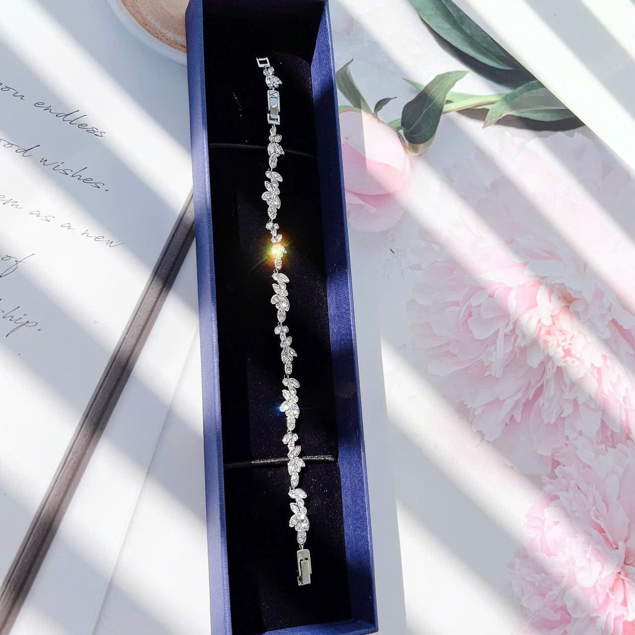  Lắc tay Swarovski Diapason hoa pha lê trắng - Swarovski Diapason bracelet, Mixed cuts, White, Rhodium plated 