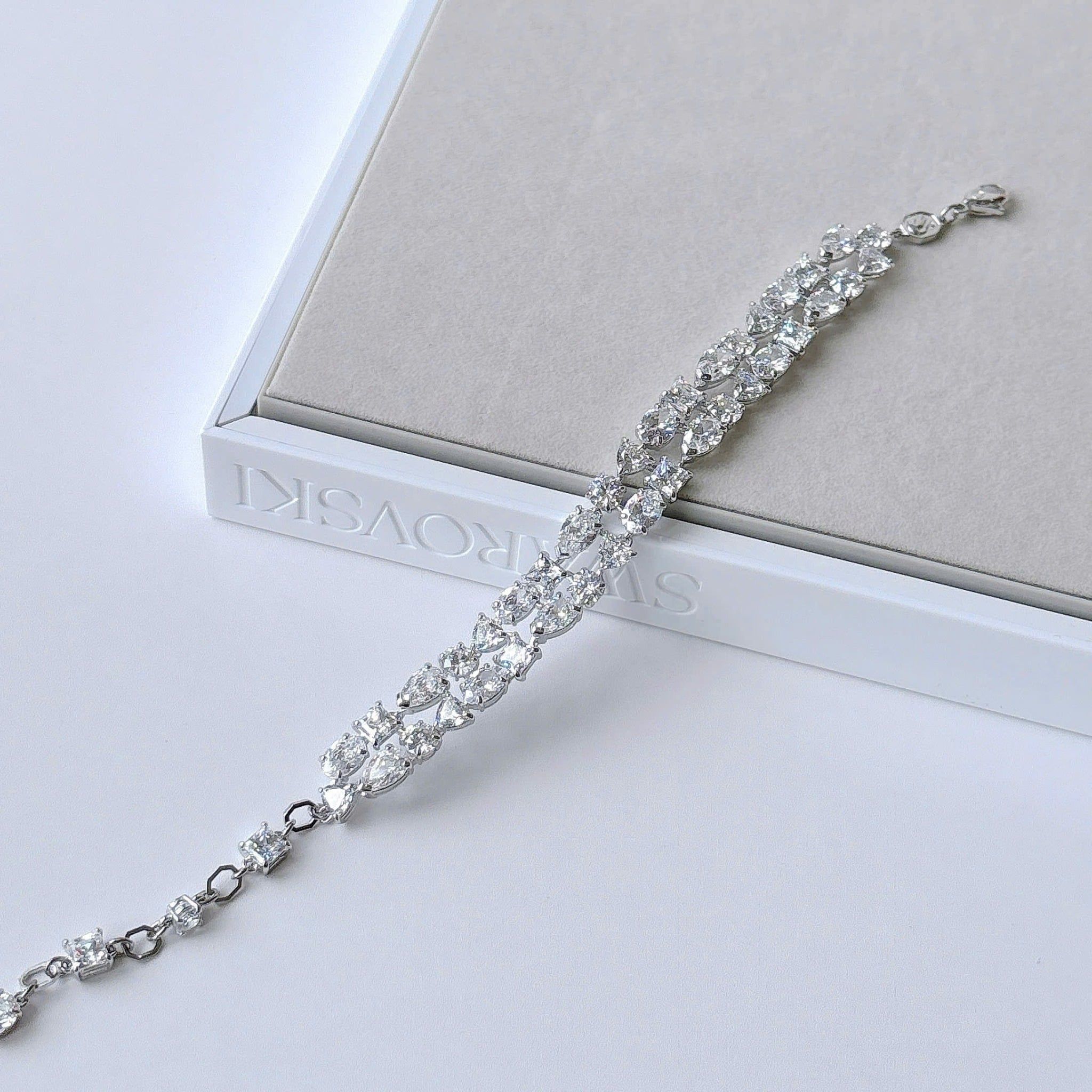  Mesmera bracelet Mixed cuts, White, Rhodium plated 