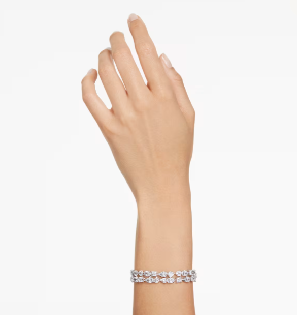  Mesmera bracelet Mixed cuts, White, Rhodium plated 